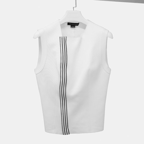 Marie Saint Pierre White Asymmetrical Neoprene Tank - Picture 1 of 9